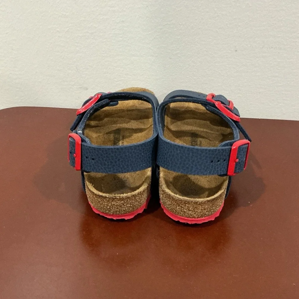 Birkenstock Sandals Kids Size 2-2.5 33 Slingback Blue Red Roma Milano Birko-Flor